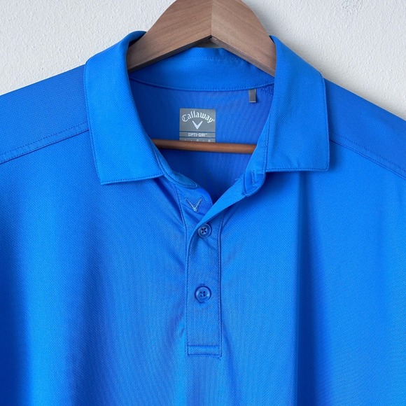 Callaway Mens Large Golf Polo Shirt Blue Opti-Dri Short Sleeve Performance - Picture 2 of 14